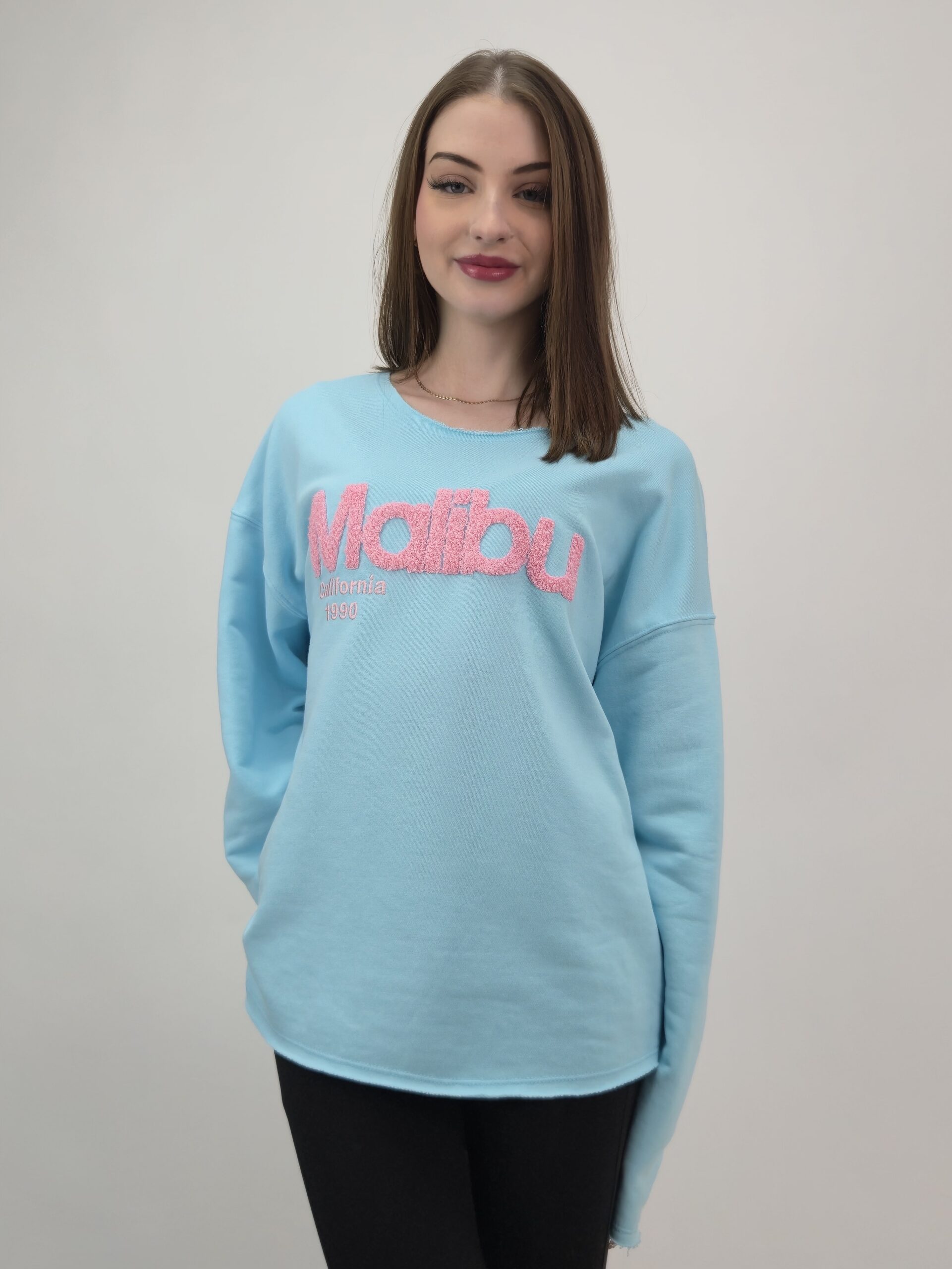 Bluza błękitna z bawełny pętelkowej, rozmiar uniwersalny - obrazek 3