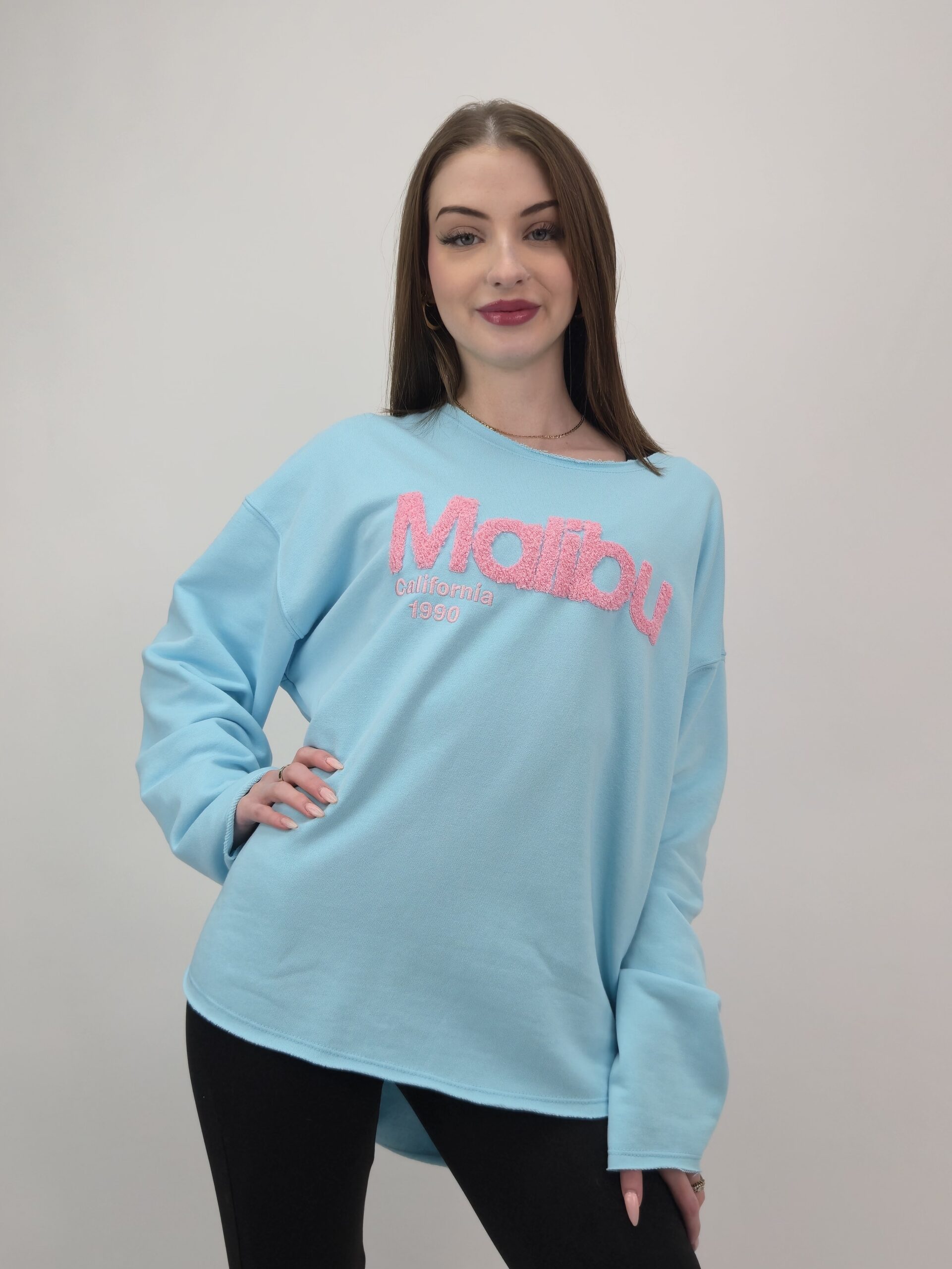Bluza błękitna z bawełny pętelkowej, rozmiar uniwersalny