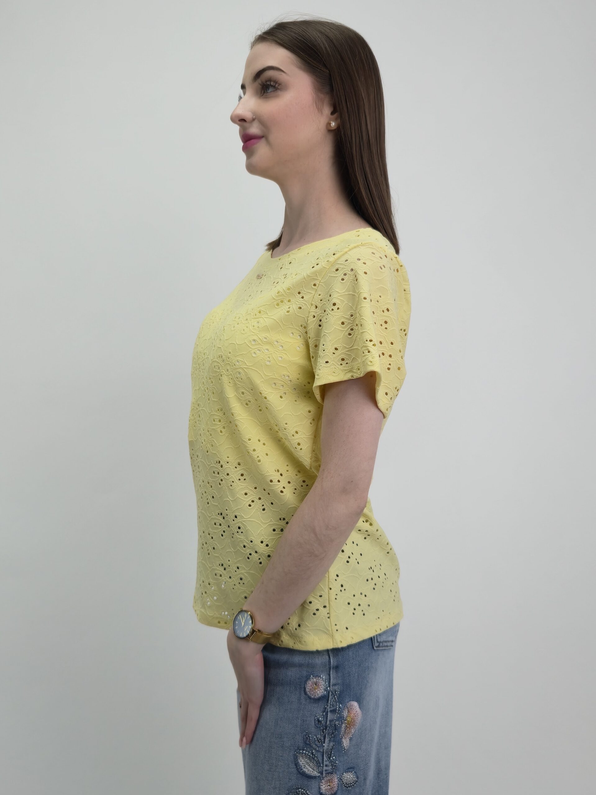 Bluzka Ażurowa Soft Lace – Cytrynowa, rozmiar uniwersalny - obrazek 2