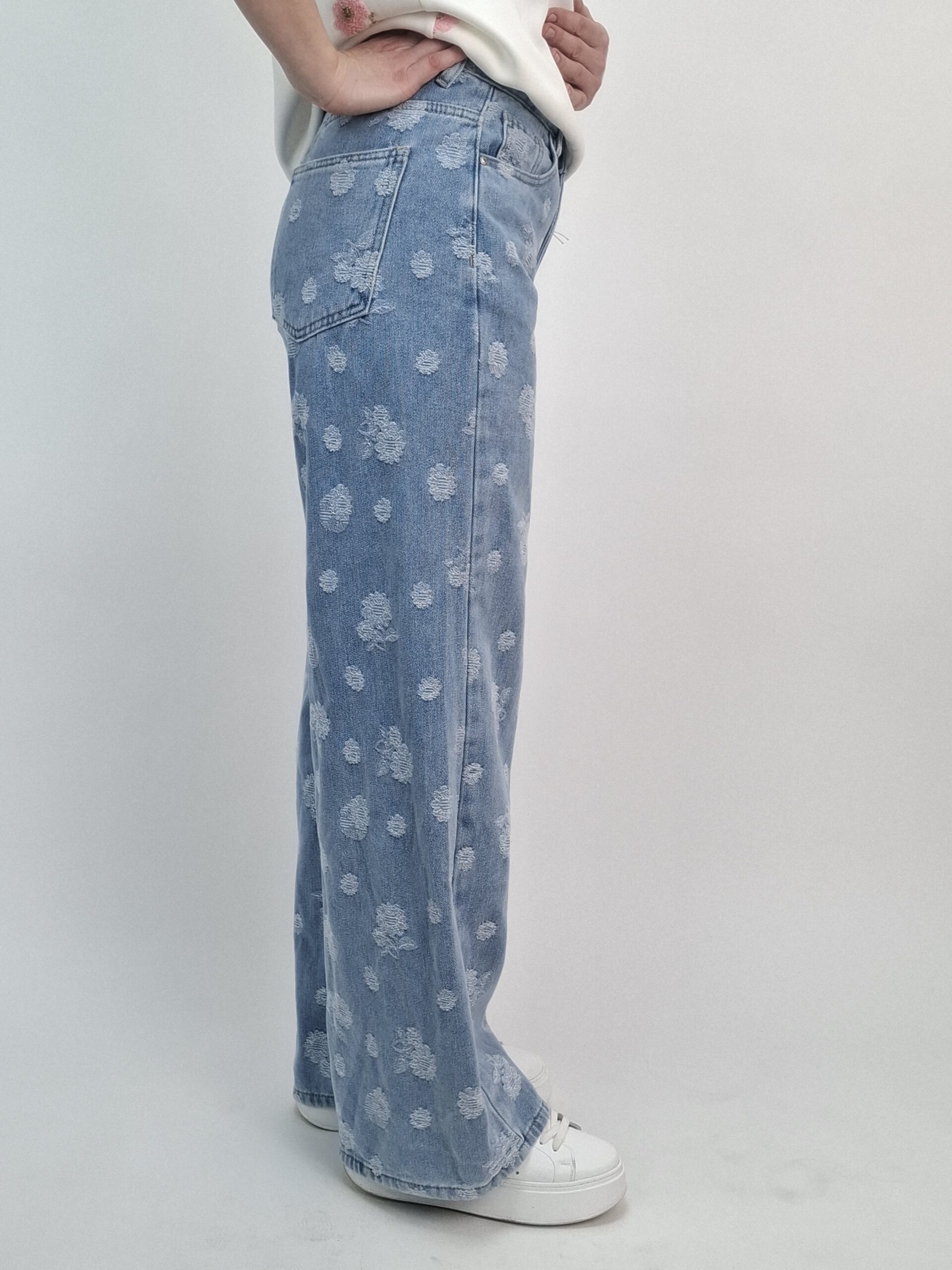 Spodnie Jeansy Wide Leg Floral Denim w rozmiarach - obrazek 5