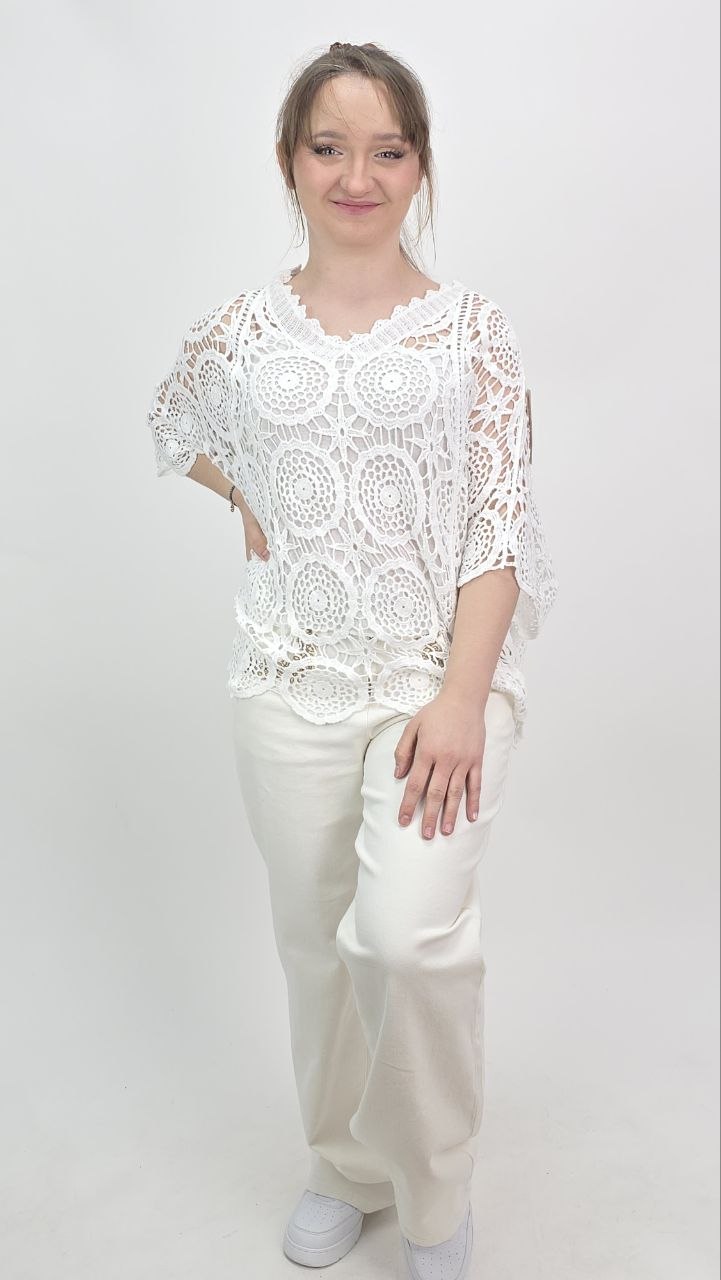 Bluzka Ażurowa Lemon Crochet Set, kolor biały