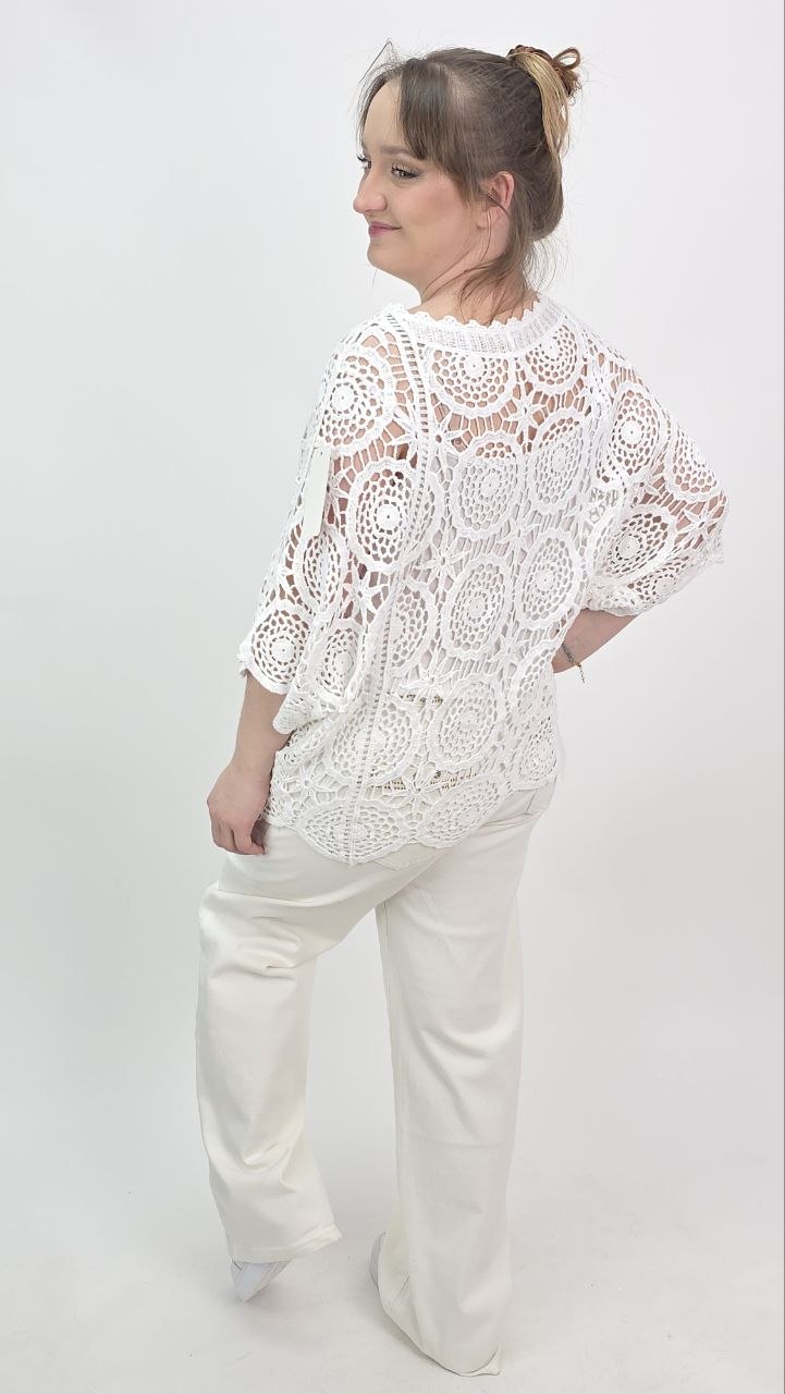 Bluzka Ażurowa Lemon Crochet Set, kolor biały - obrazek 4