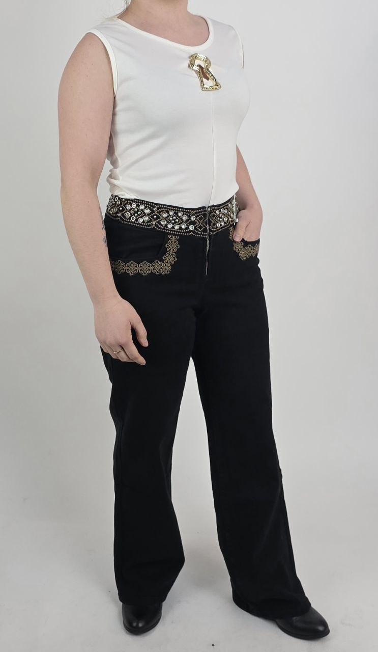 Biały top damski elegancki broszka klucz modny - obrazek 2